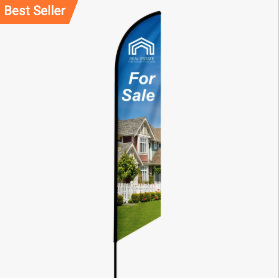 Real product photo of feather angled flag
